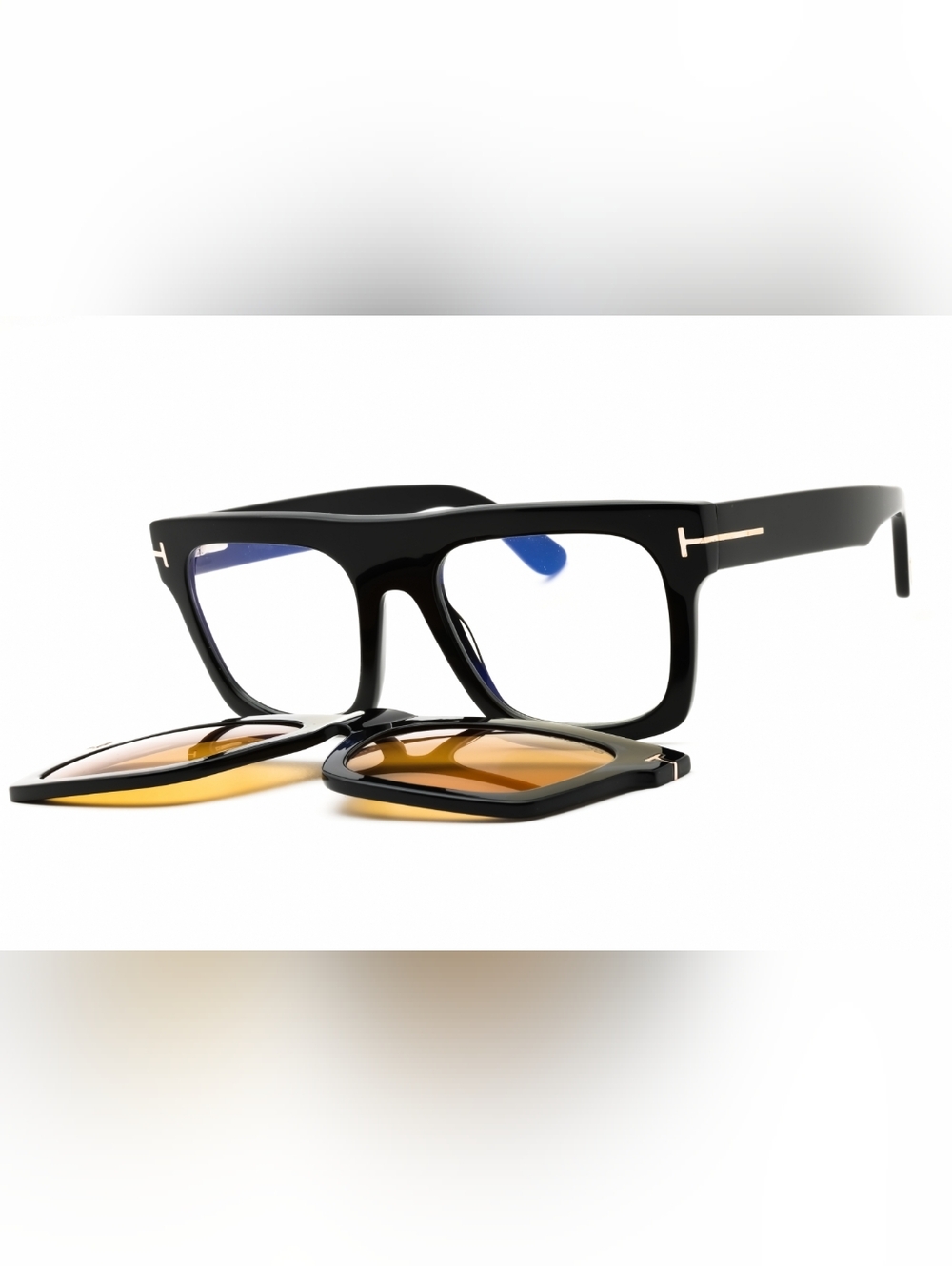 NWT, Tom FordFT6068-B,  Shiny Black/Clear/Blue-Light Block Lens, Size53X20X145.
